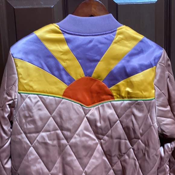 Classic Rock Couture Rising Sun Bomber Jacket Dusted Pink size M - Picture 9 of 17